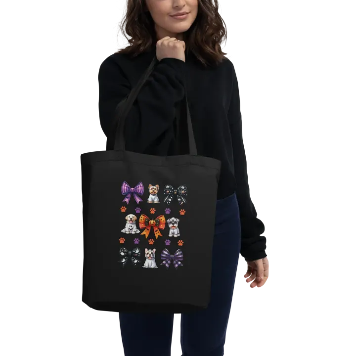 Cute Halloween Dog Ghosts and Bows Tote Bag Design4 product image (2)