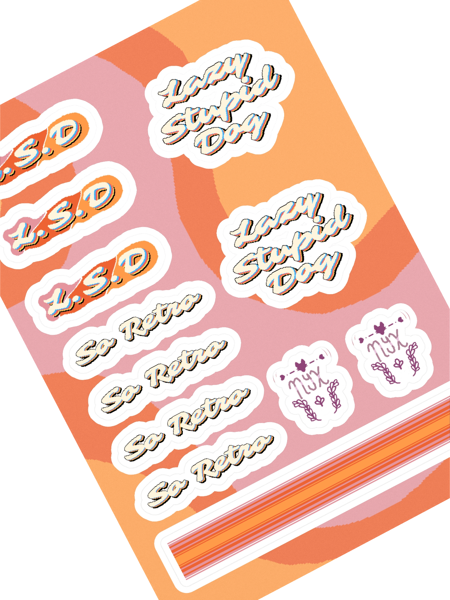 "Lazy Stupid Dog" Retro Sticker Sheet product image (1)