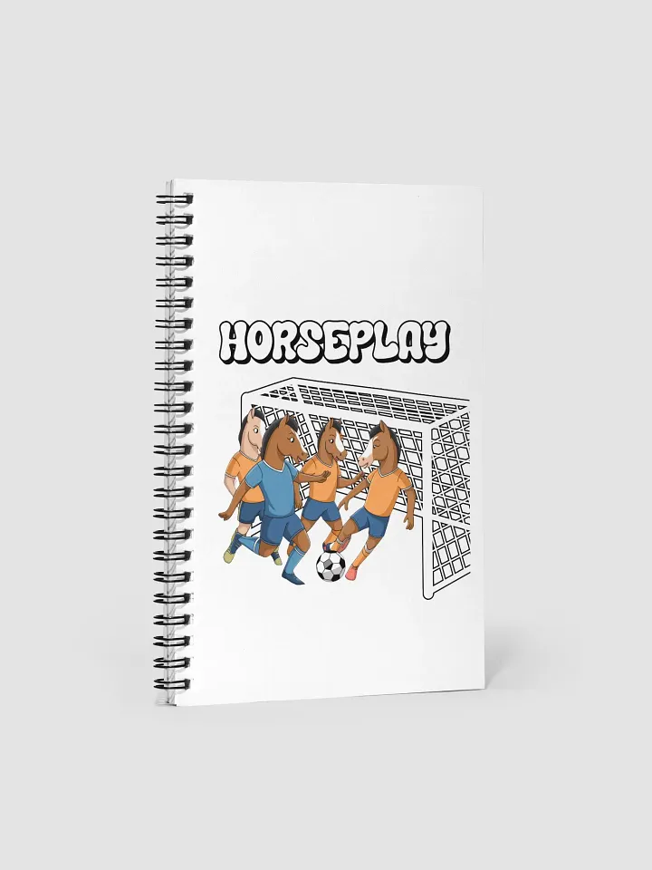Horseplay - Horses Playing Soccer - Funny Wordplay Spiral Notebook product image (1)