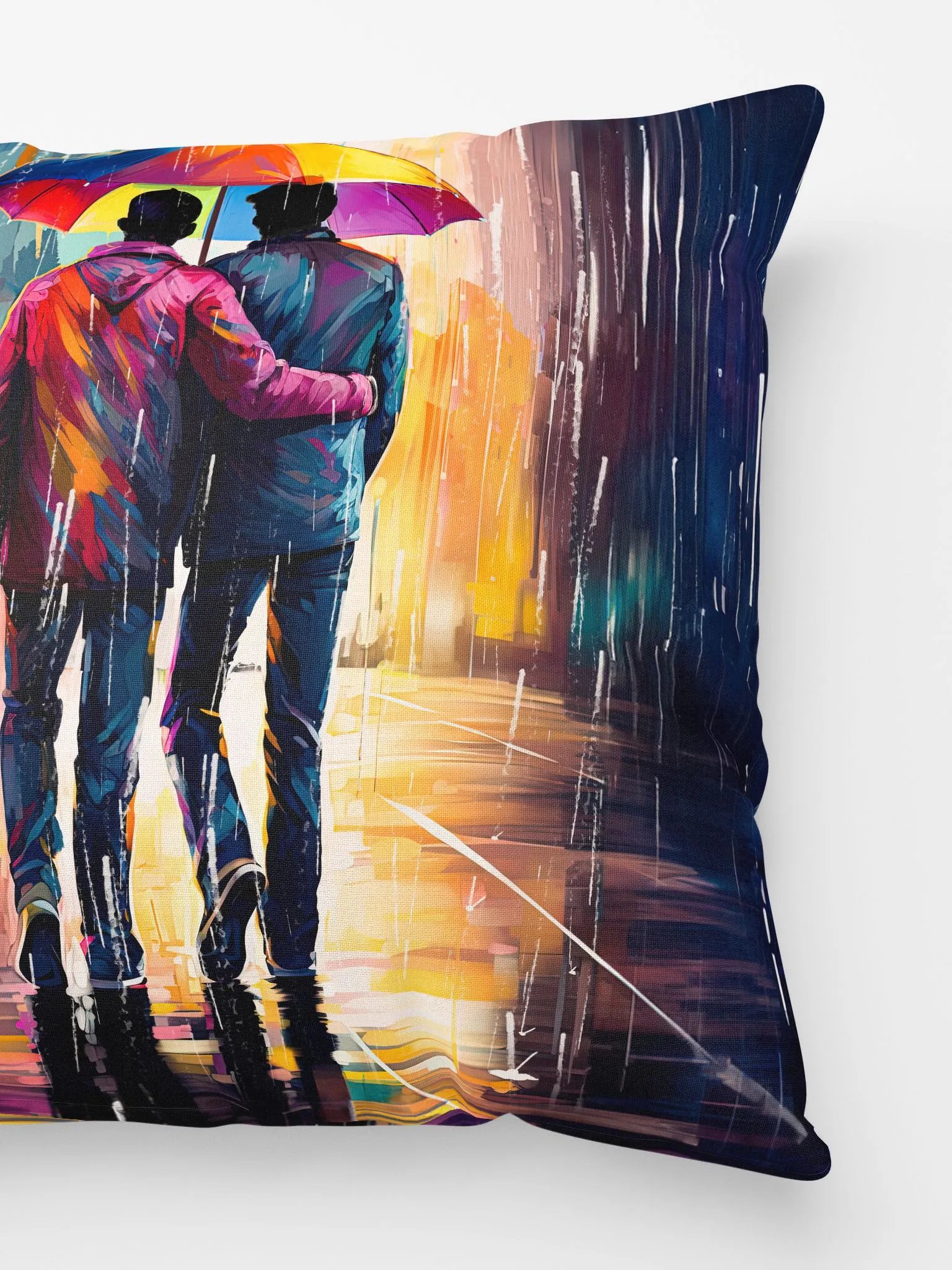Gay Love In The Rain – Romantic Throw Pillow product image (3)