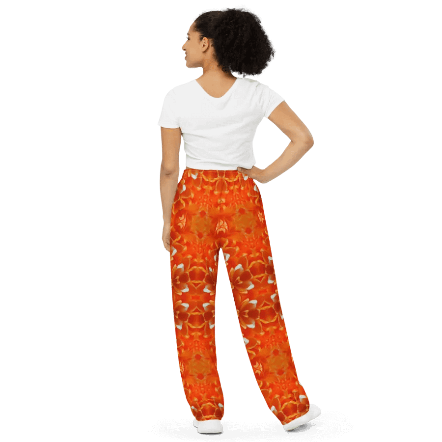 Orange Flower Kaleidoscope Wideleg Pants product image (4)