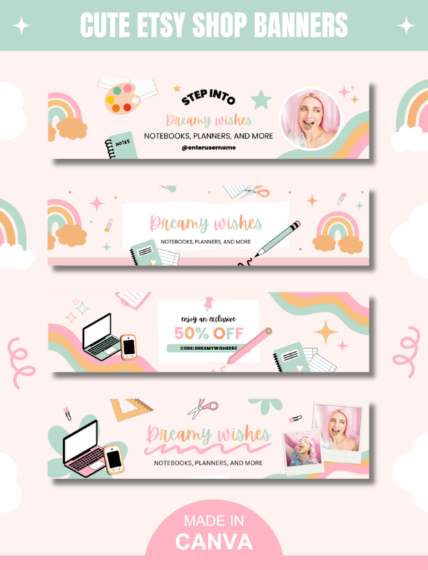 Whimsical MRR/PLR Etsy Banner Templates product image (1)