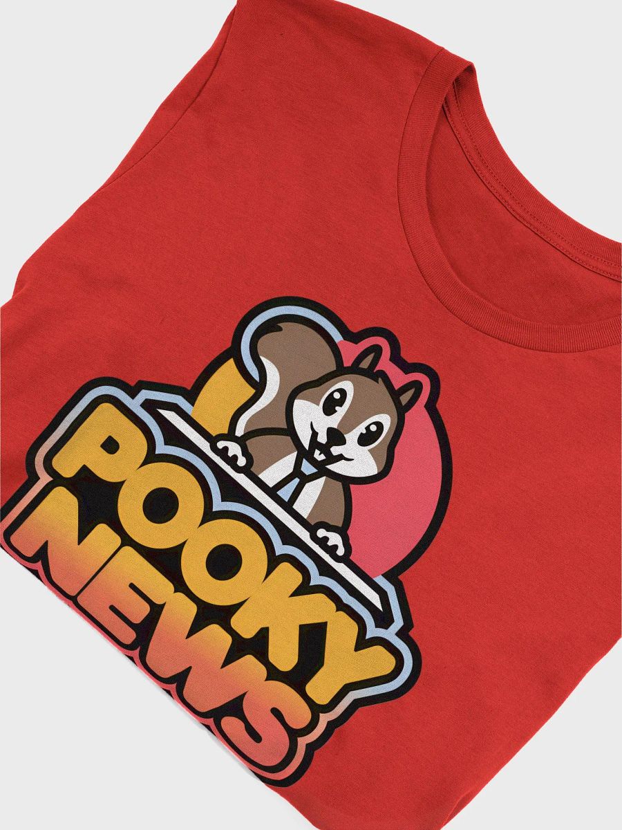 Super Soft and Flattering Tee: Pooky News at desk, red hombre product image (5)