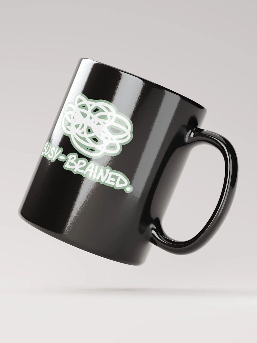 *not* mentally linear (lined design, #96B697) glossy black mug product image (10)