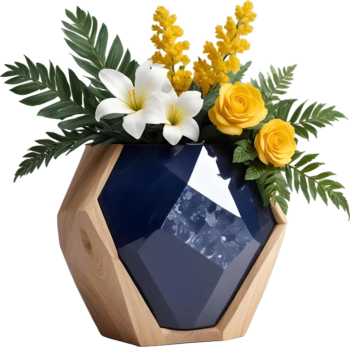 Golden Tides – Tropical Luxe Faceted Vase PNG product image (1)