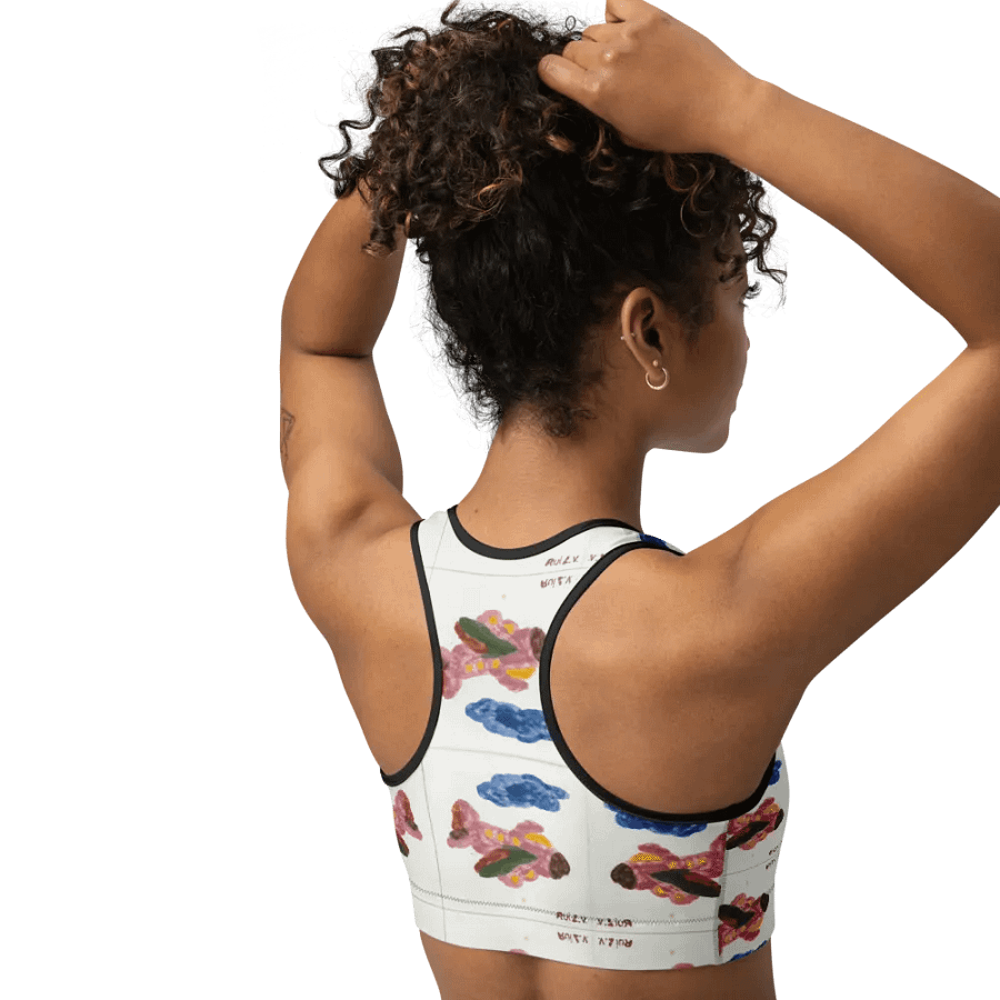 Kid Airplane (All-Over Print Sports Bra) product image (3)