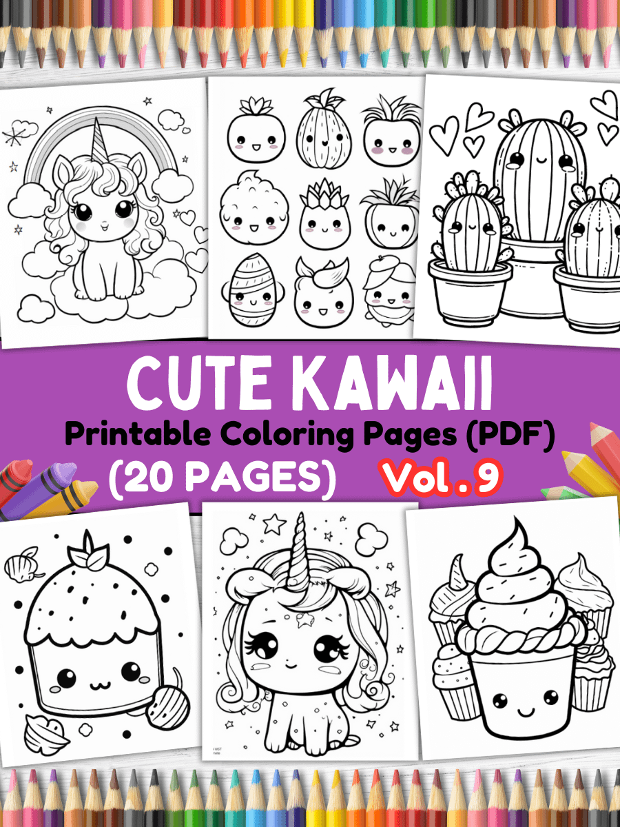 20 Cute Kawaii Coloring Pages#9 (PDF Coloring Pages) product image (1)