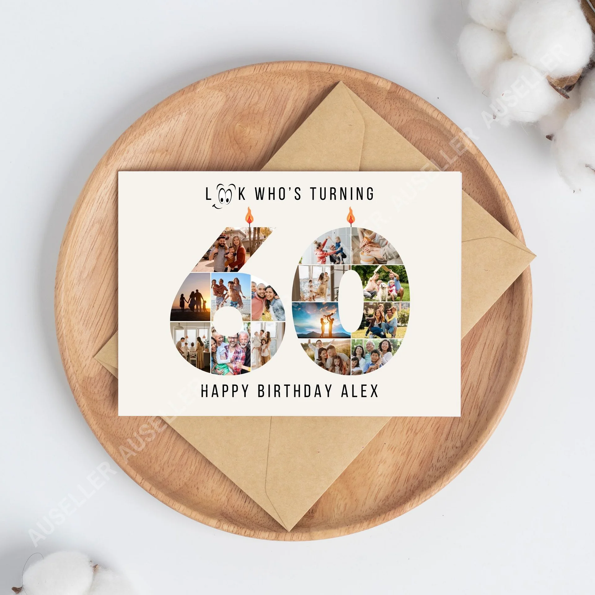60th Birthday Number Photo Card Canva Template product image (9)