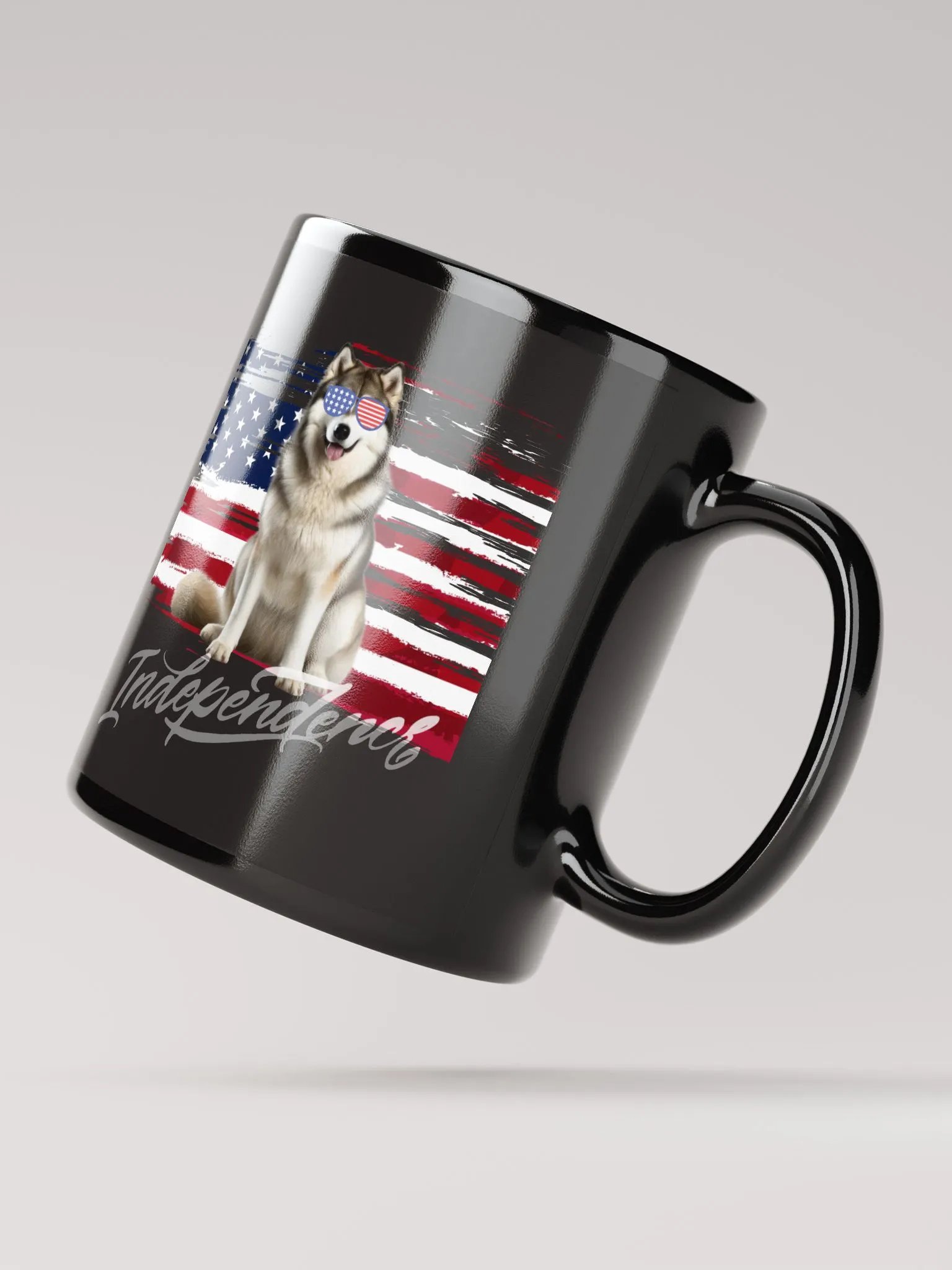 Alaskan Malamute American Flag Independence Black Glossy Mug product image (6)