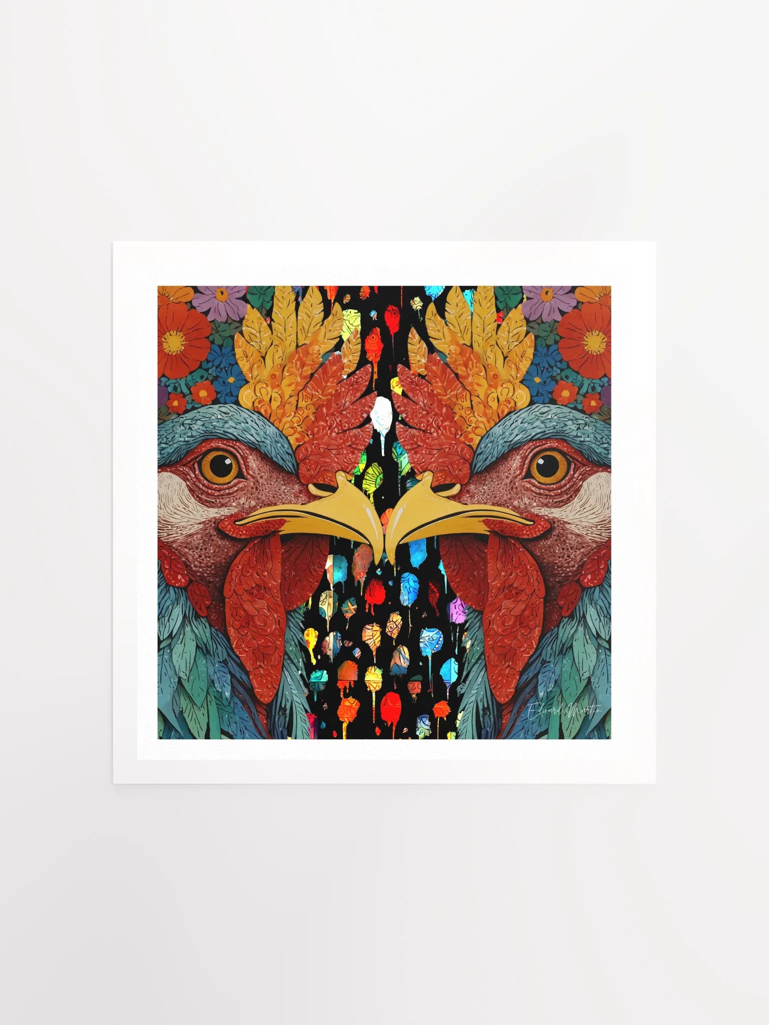 Symmetrical Rooster Heads Poster product image (2)
