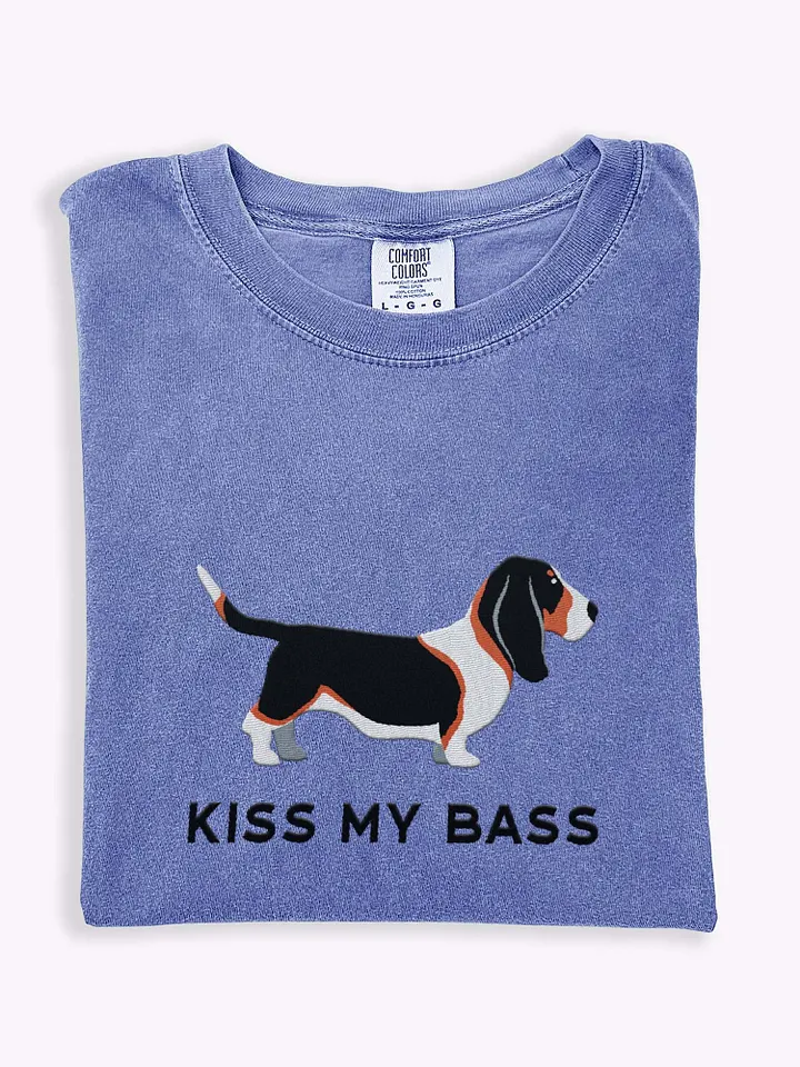 Kiss My Bass T-Shirt(Embroidered) of a Basset Hound(Tricolor) product image (1)