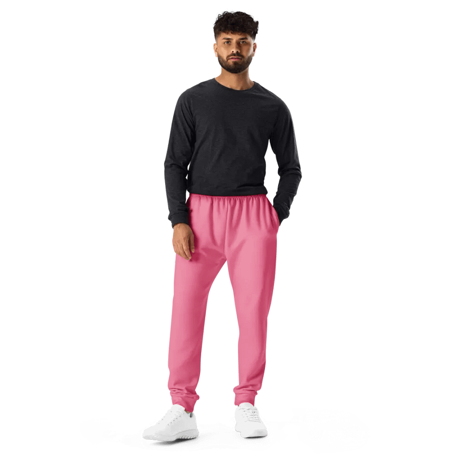 Plain Rosy Pink Soft Summer Recycled Polyester Premium Men's Joggers by Treasure Pie product image (11)