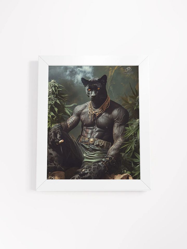 Framed Stoner Poster - Puma Man Smoking Blunt Art - Unique Home Decor - Ready to Hang product image (5)