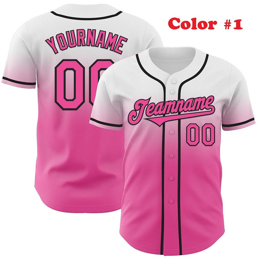 Authentic Gradient Fashion Baseball Jersey Up Down Colors with Line Collection, Tow Tones product image (3)