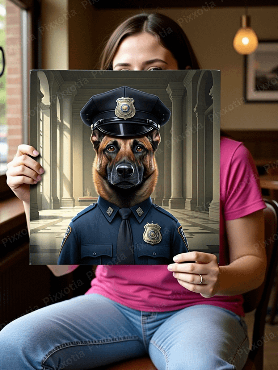Custom Pet Portrait in Police Uniform | Digital Download | Pet Photo with Police Cap & Silver Badge | Funny Police Pet Art Gift product image (7)