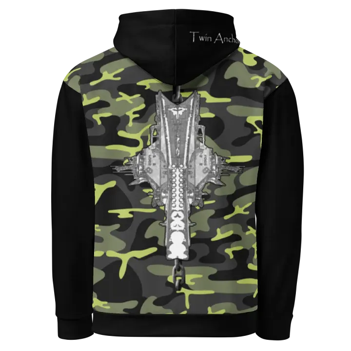 black & Green Camouflage Foss double tug Sketch Hoodie product image (1)