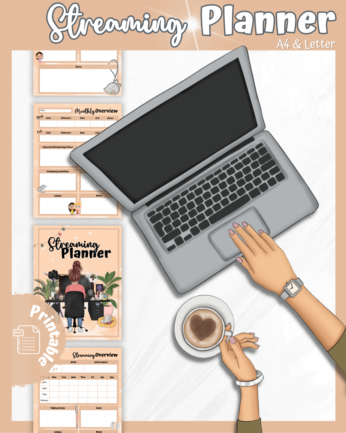 Orange Streaming Planner Printable product image (1)