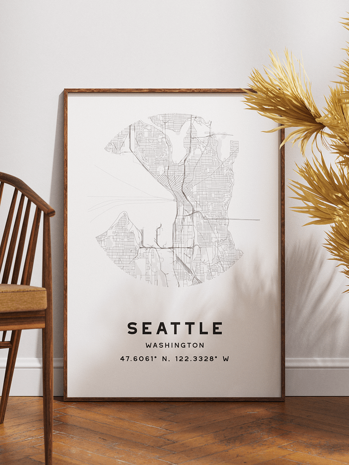 Seattle Street Map Poster – White Minimalist Circular City Art product image (1)