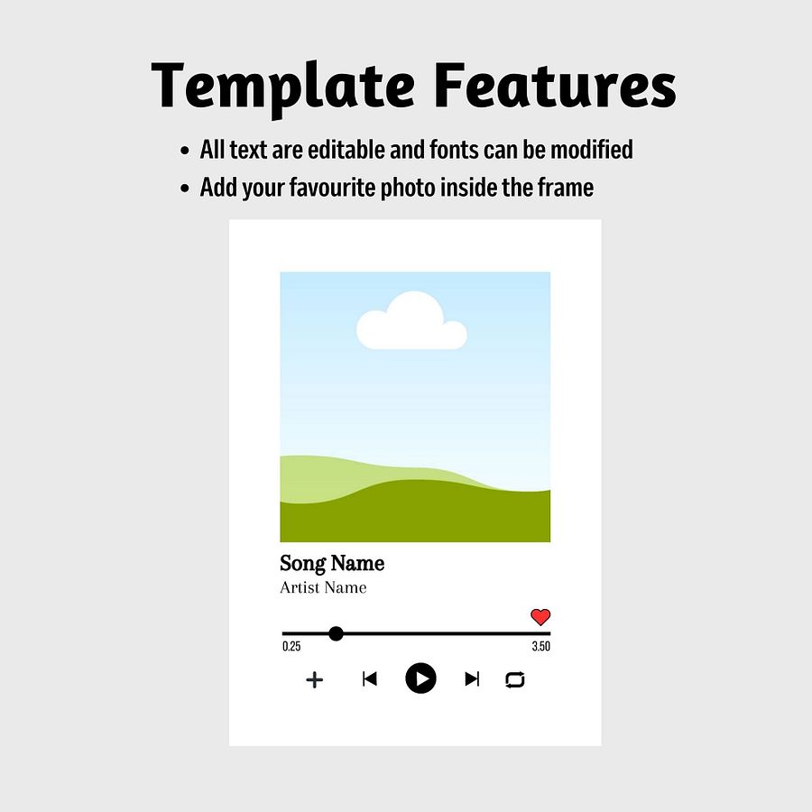 Personalised Music Player Plaque Favourite Song Canva Template product image (4)