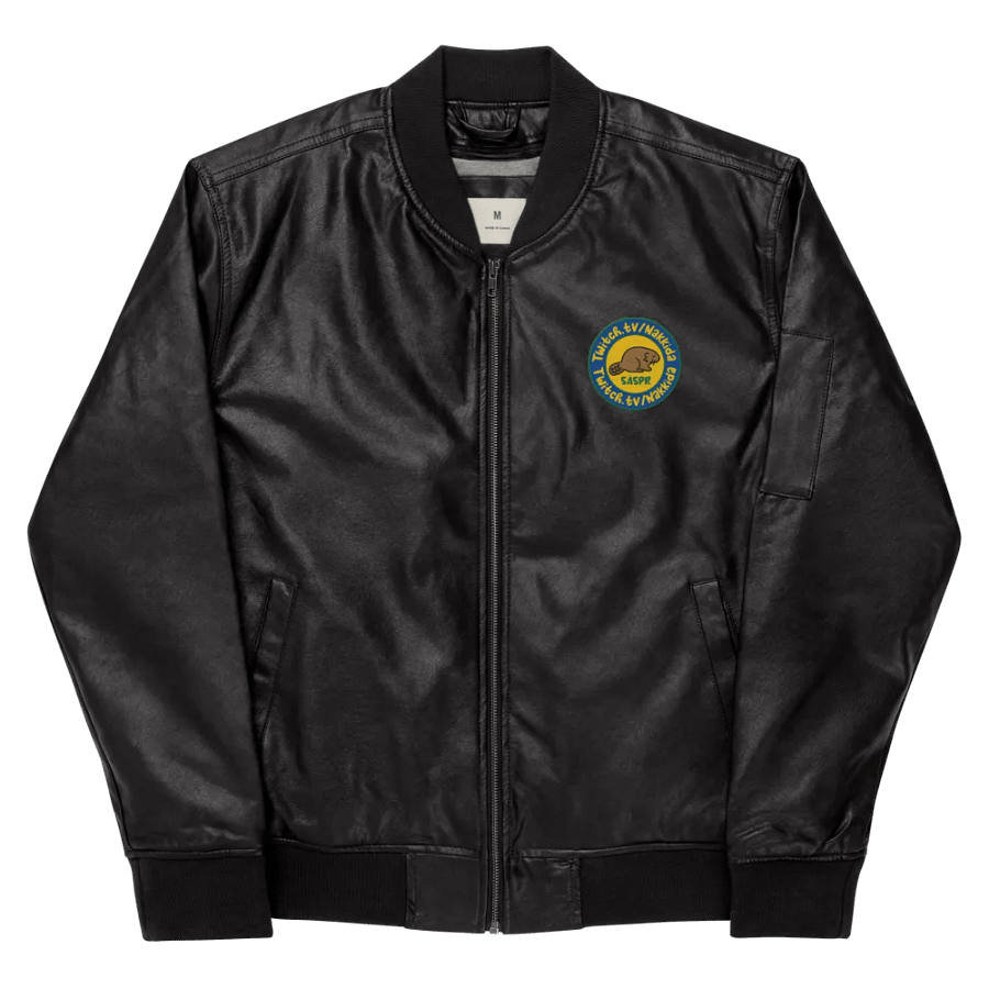 Embroidered SASPR Faux Leather Bomber product image (8)