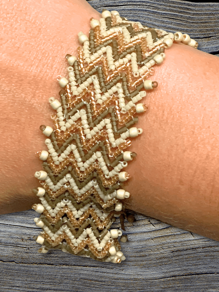 Beaded Chevron Bracelet - Cozy Neutral - *Small* product image (1)