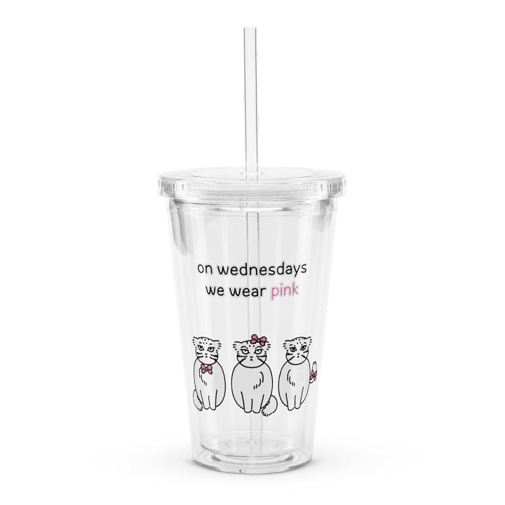 Pink Wednesdays Manul - Transparent Cup & Straw product image (1)