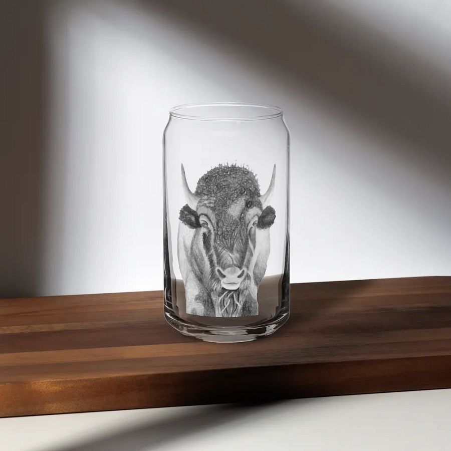 Bison Drawing Glass Can Cup product image (35)