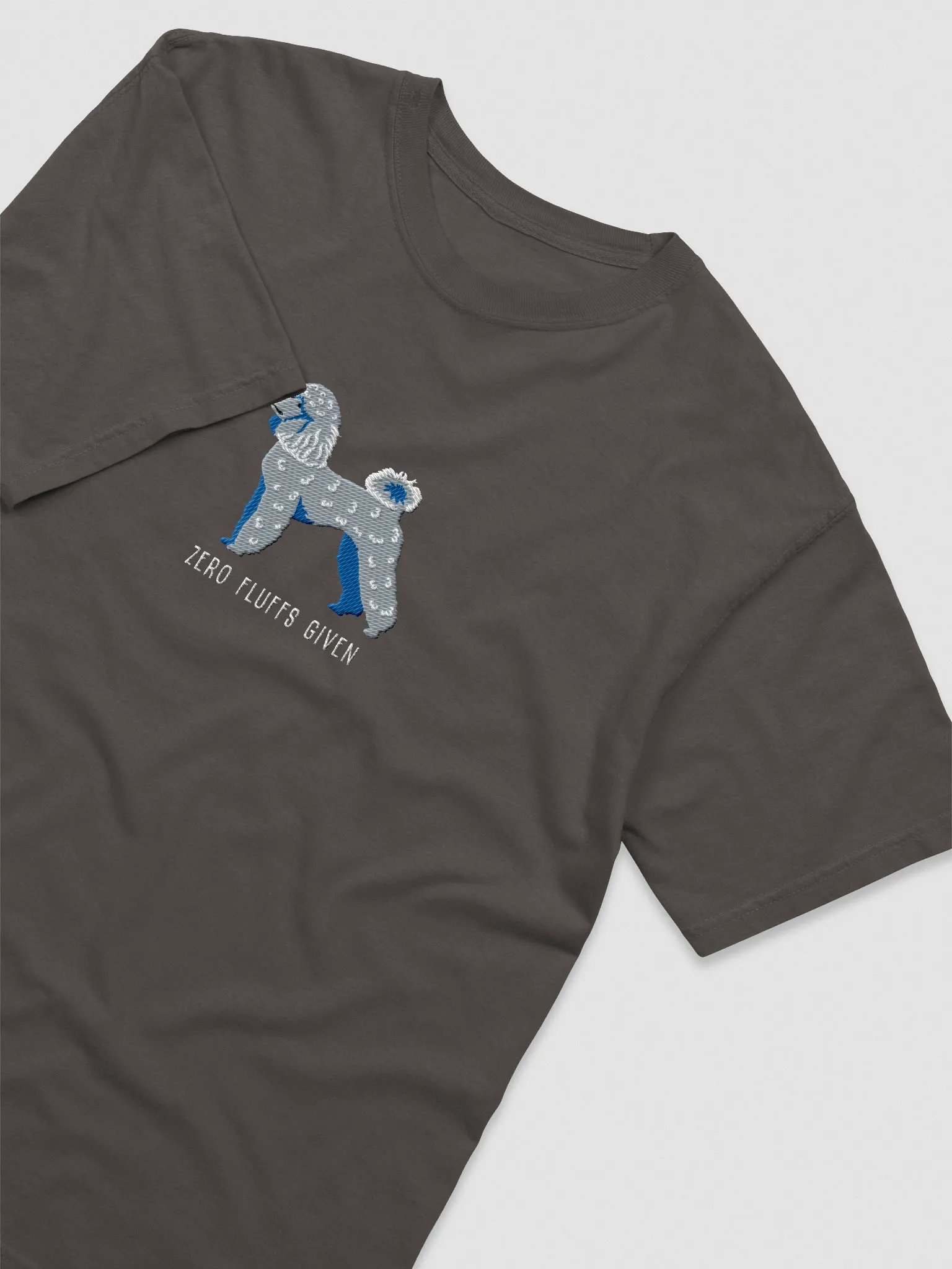 Zero Fluffs Given T-Shirt(Embroidered) of a Miniature Poodle(Blue) product image (6)