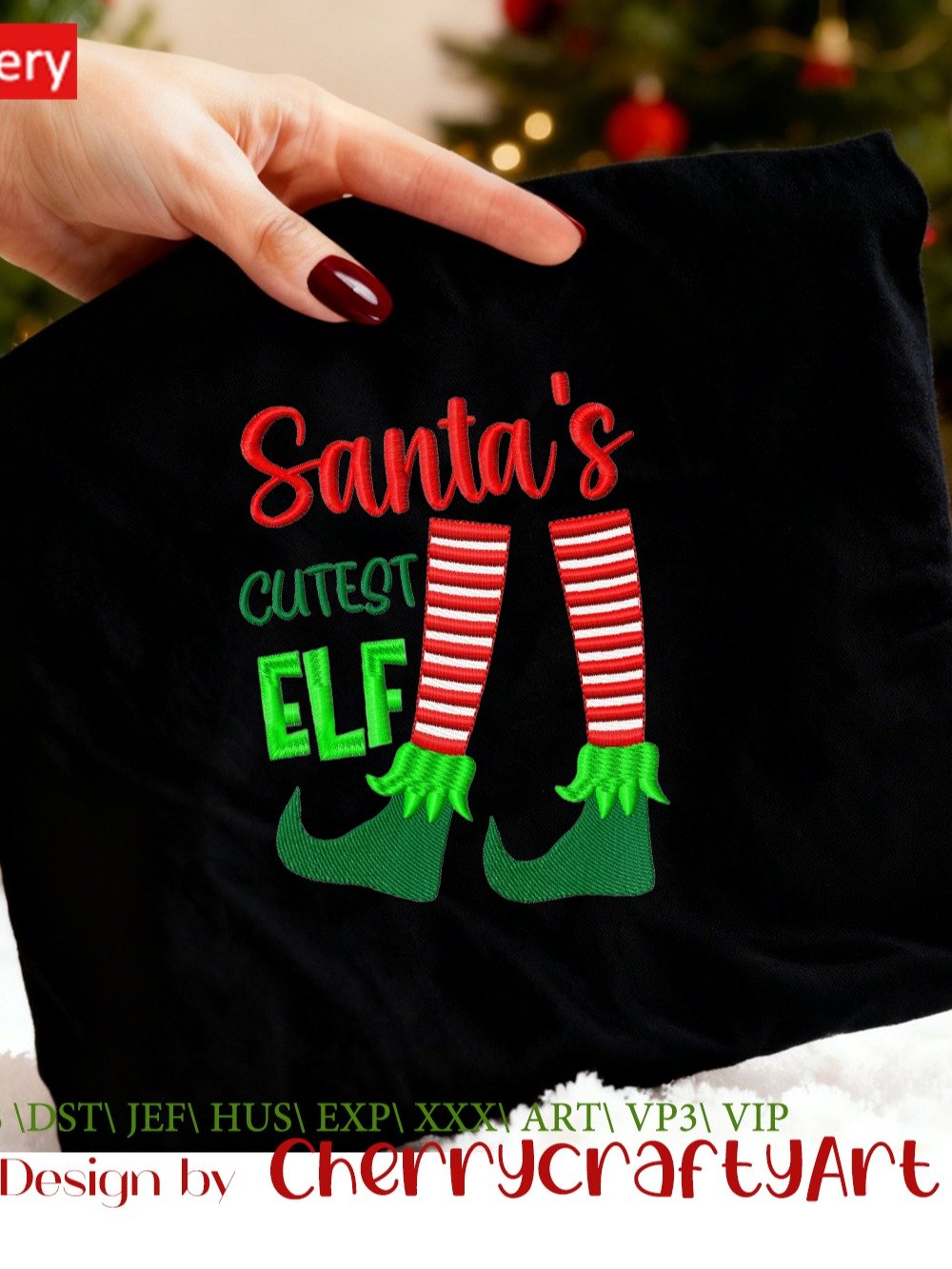 Digital ProductSanta's Cutest Elf Embroidery Design – Kids Shirts & Decor, Instant Download product image (5)