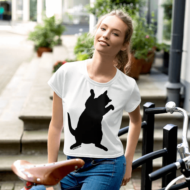 Dancing for Demeowcracy Black Cat Silhouette Crop Tee product image (1)
