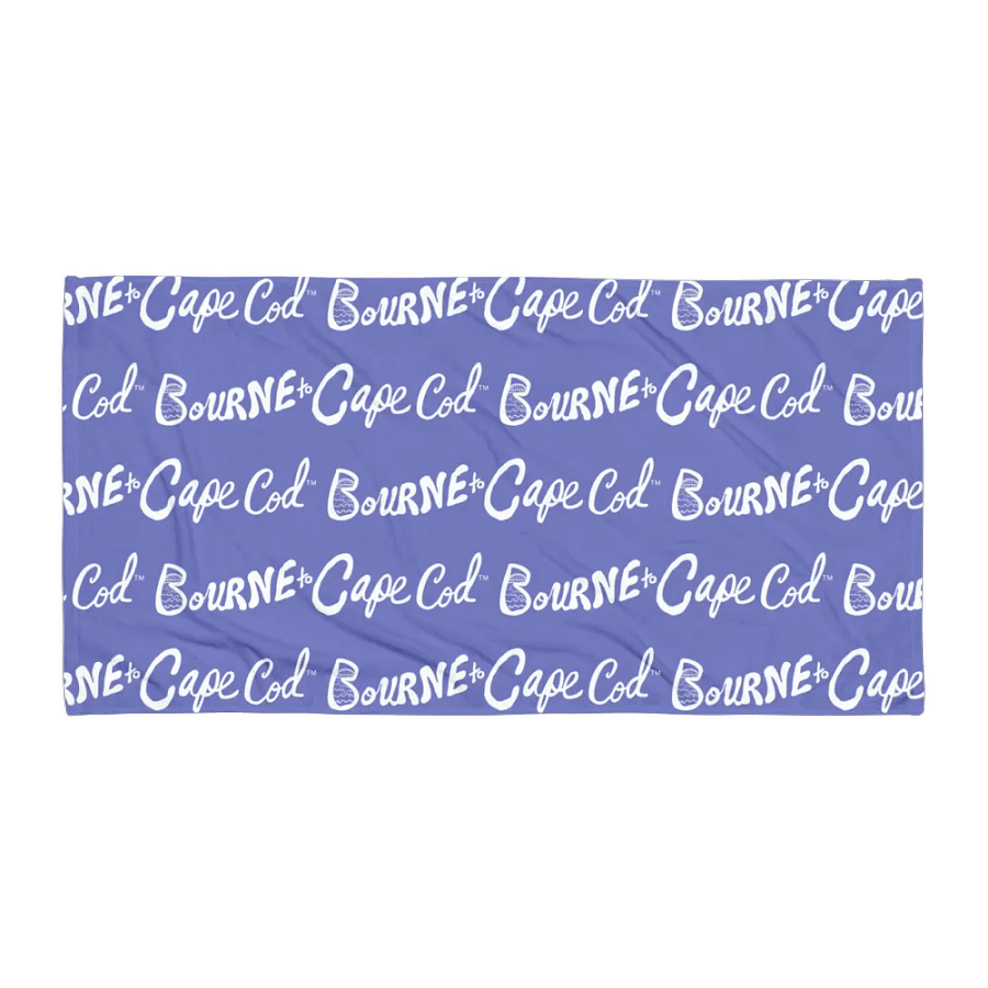 BRN.2C.C.™ | Coastal Classic Beach Towel | All-Over Horizontal Logo Print | Vibrant Colors for Salty Souls | White Logo on Slate Blue product image (1)