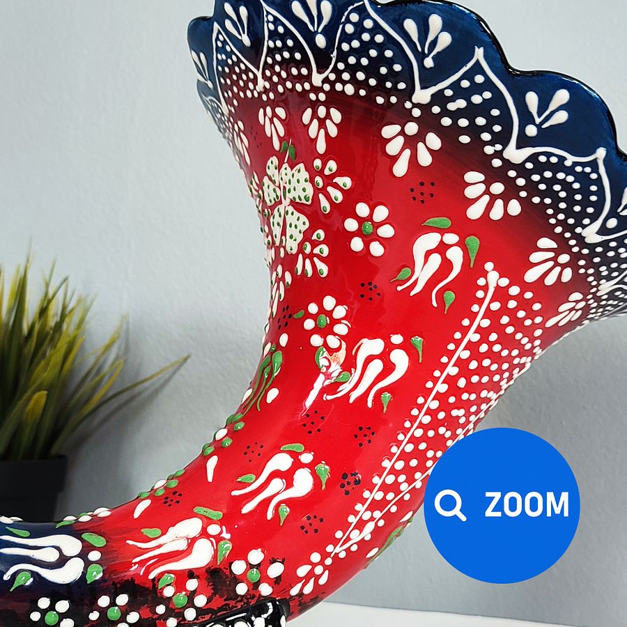 Gramophone Phone Speaker (red-blue), Ceramic Gramophone, Audio iPhone Dock Speaker — handmade pottery, handmade ceramic, home decor, handmade gift product image (9)