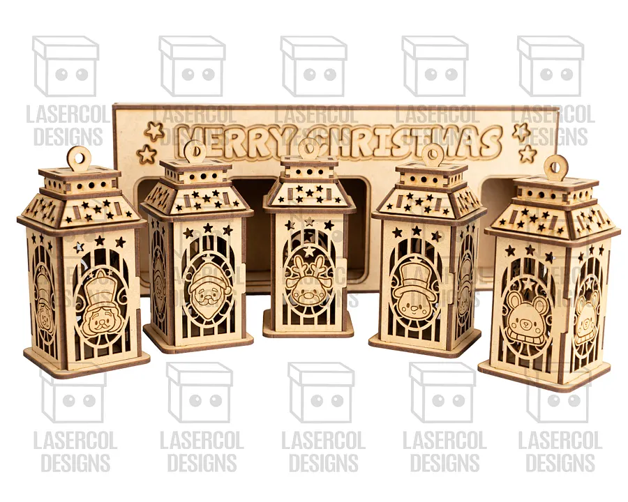 Christmas Lanterns Set With Box - Laser Cut Files product image (2)