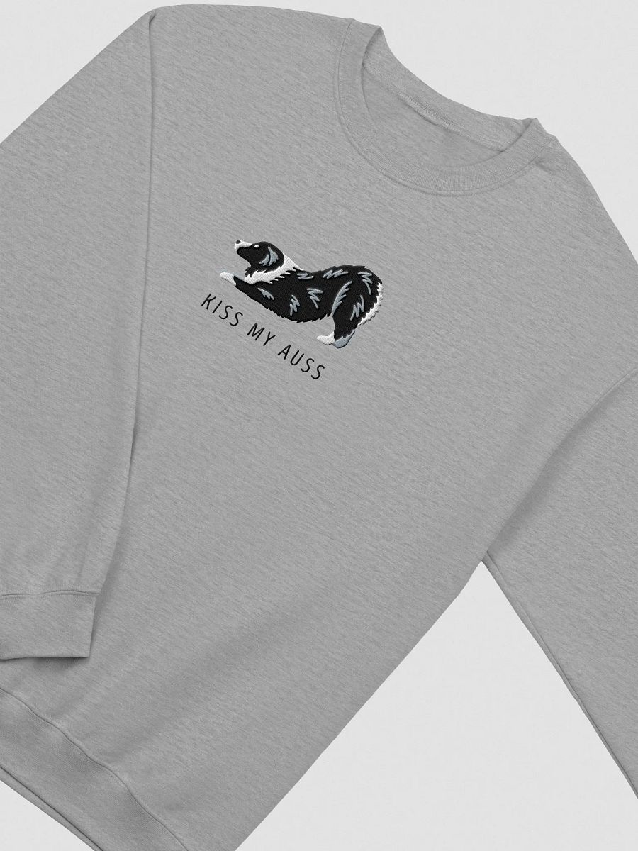 Kiss My Auss(2) Sweatshirt (Embroidered) of an Australian Shepherd(Black & White) product image (5)