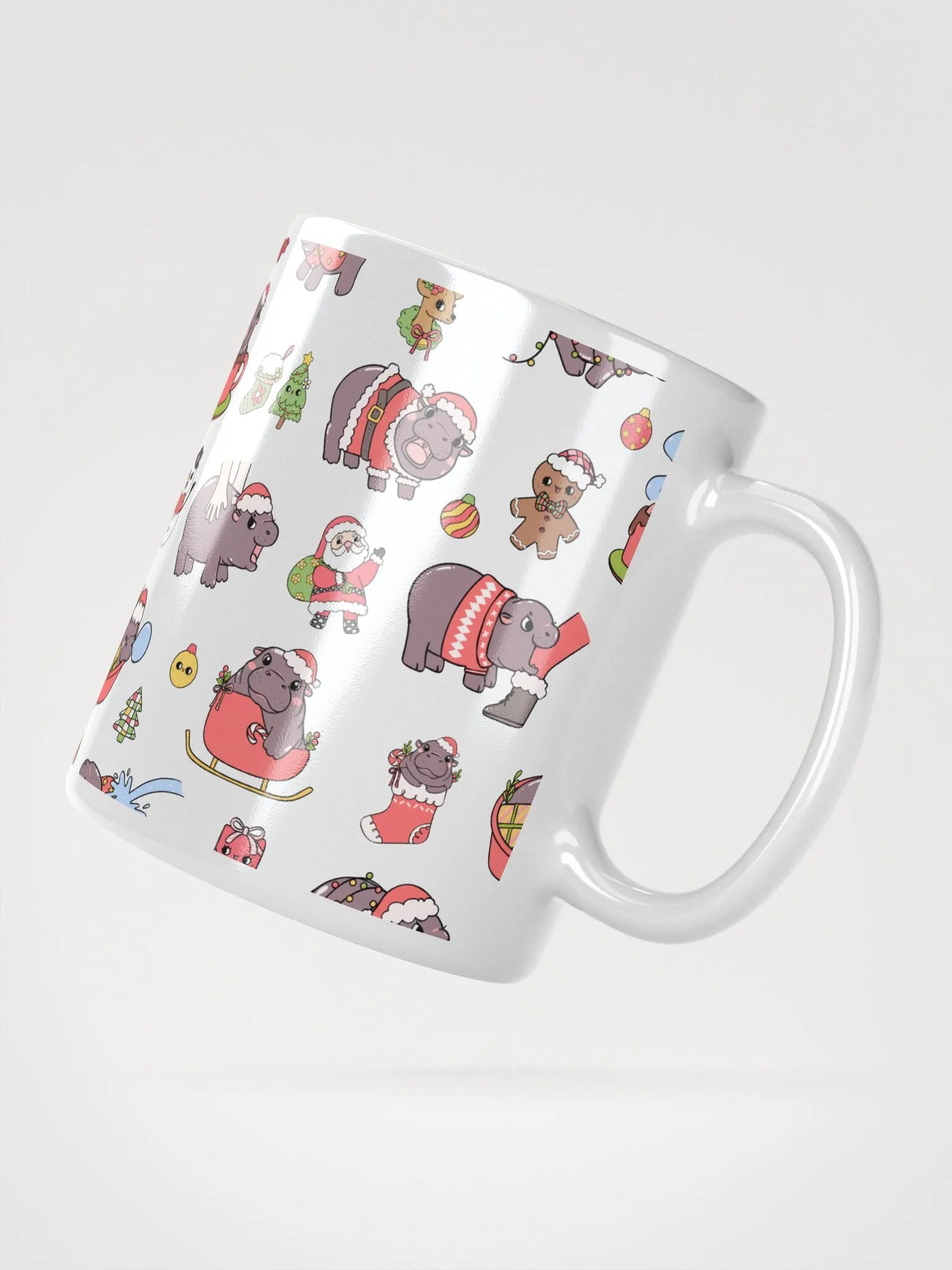 MOODENG'S CHRISTMAS WHITE GLOSSY MUG! product image (3)