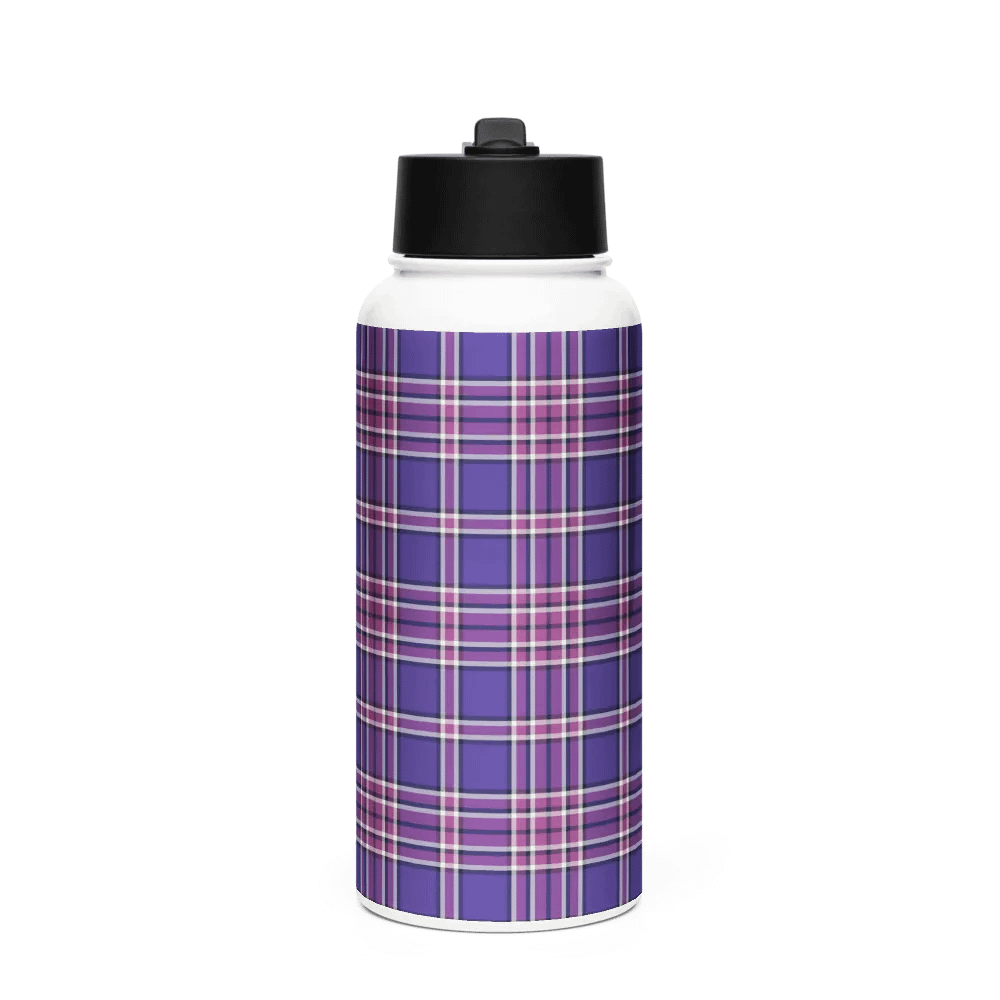 Purple Orchid and Violet Plaid Water Bottle product image (4)