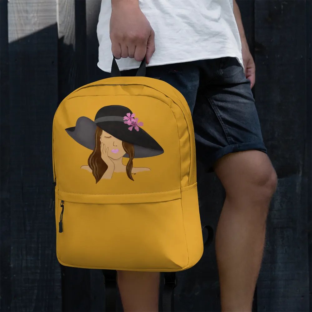 Girl with Hat Yellow-Brown Backpack product image (2)