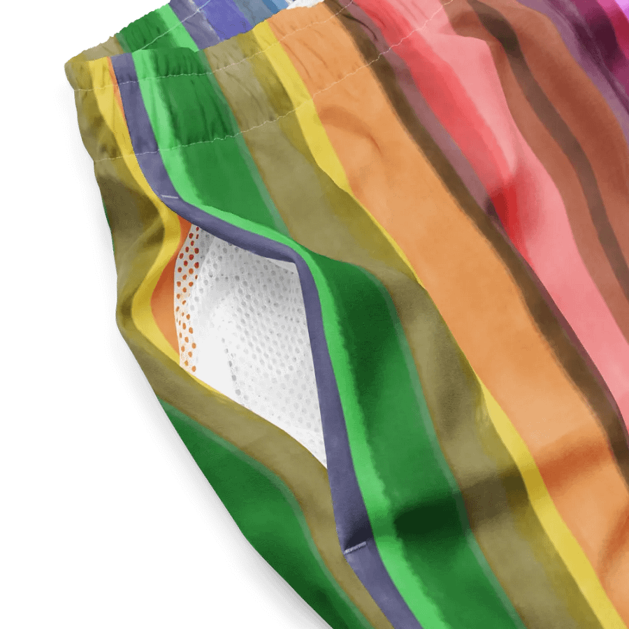 Cool Gouache Striped Men's Swim Trunks product image (5)
