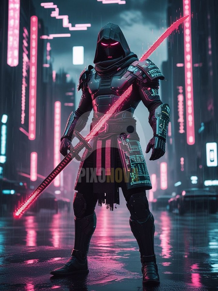 Neon Blood, Pixel Blade – Pixonova Protocol Artwork (4 Versions, PNG & PDF, 896x1344 px) product image (1)