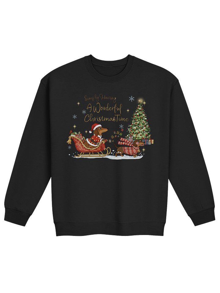 Simply Having A Wonderful Christmastime Dachshund Sweatshirt – Cute Holiday Sleigh Dog Design product image (1)
