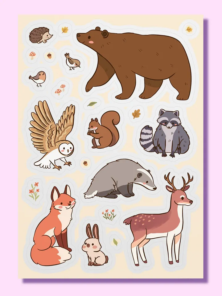 Autumn Woodland Animals Sticker Sheet product image (1)