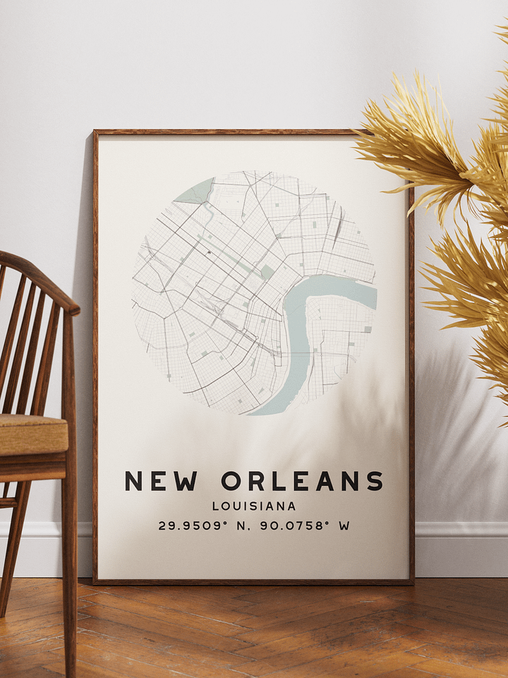 New Orleans Street Map Poster – Beige Minimalist Circular City Art product image (1)