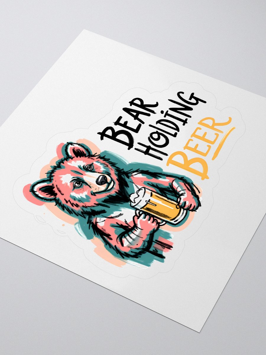 Colorful Bear Enjoying Beer | Vibrant Art Print Sticker product image (9)
