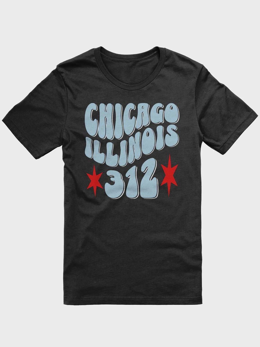 Chicago 312 Flag Area Code Retro 70's Wavy Text City Pride T-Shirt product image (7)
