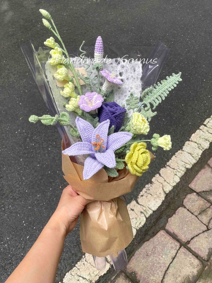 Purple & Green World Crochet Knit Bouquet product image (2)