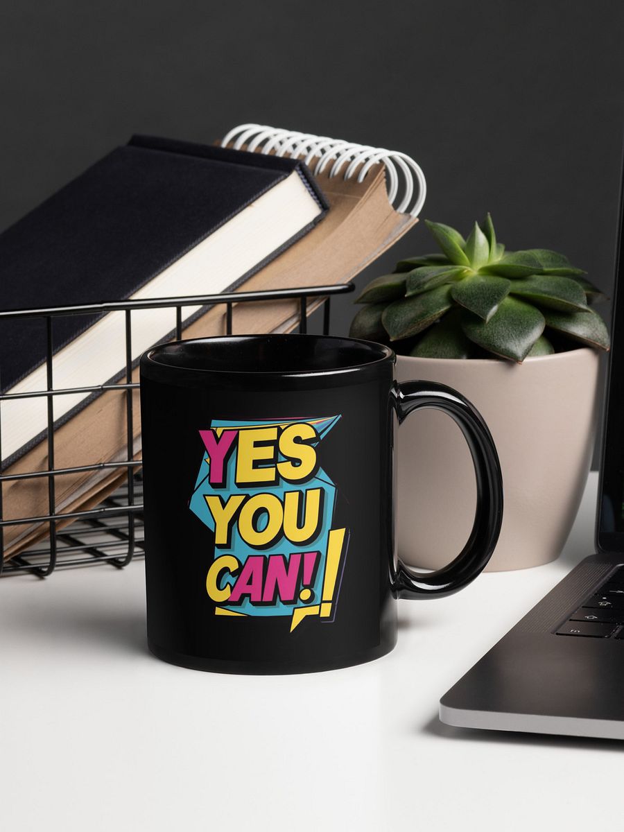 Yes You Can Black Glossy Mug product image (5)