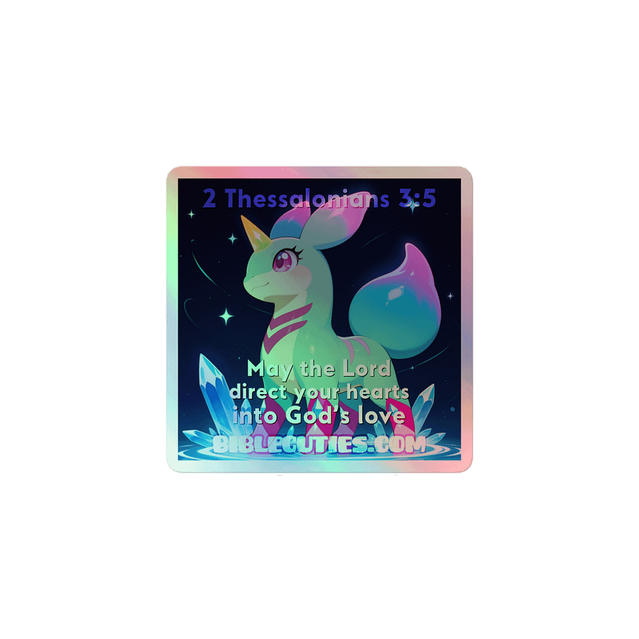 Bible Cuties Fey - May the Lord direct your hearts into God's love Holographic Sticker product image (1)