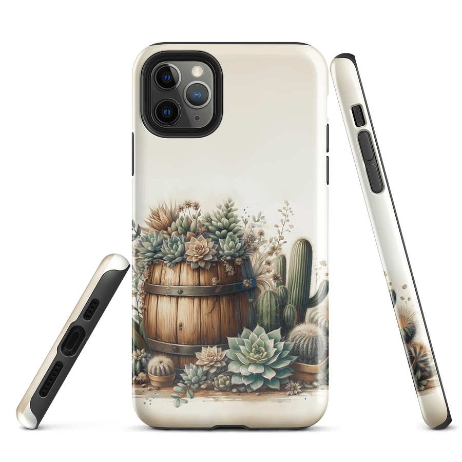 Rustic Succulents & Cacti Wine Barrel Tough iPhone Case product image (1)