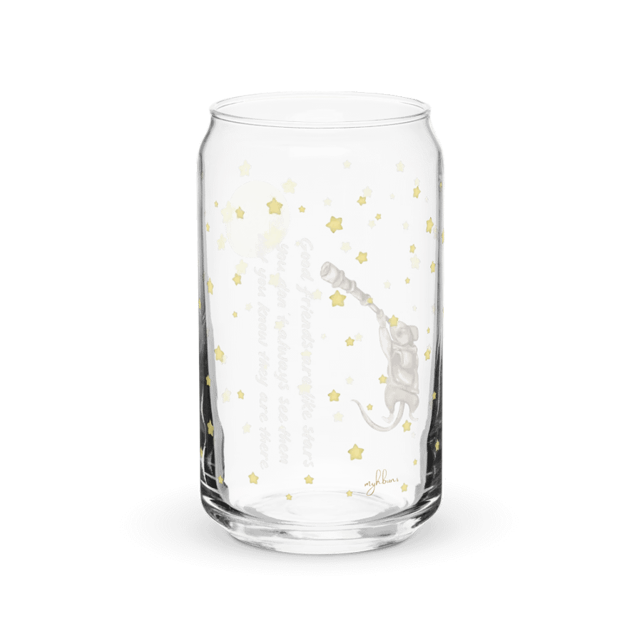 Good Friends Are Like Stars Glass Can Tumbler | 16oz Friendship-Themed Drinkware | Adorable Starry Night Design product image (11)
