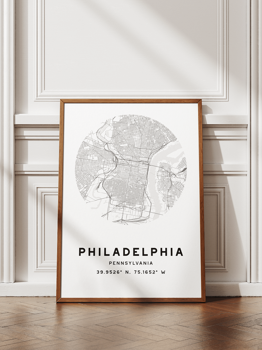 Philadelphia Street Map Poster – White Minimalist Circular City Art product image (1)
